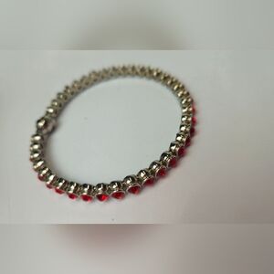 Elegant  Bracelet with Red Stones - Costume Jewelry